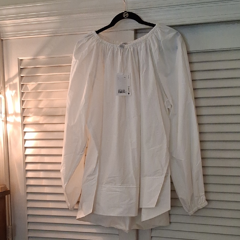 NWT - COS White Oversized Off-Shoulder Long Sleeve Blouse